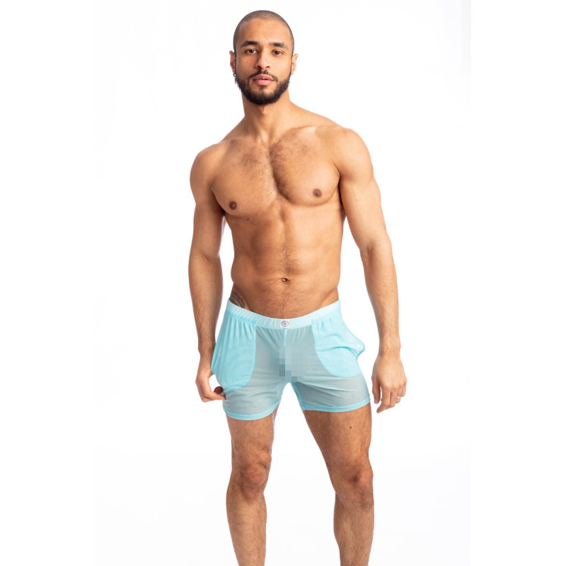 Cristallo - Lounge Shorts Men's sheer see-through Shorts in light blue mesh