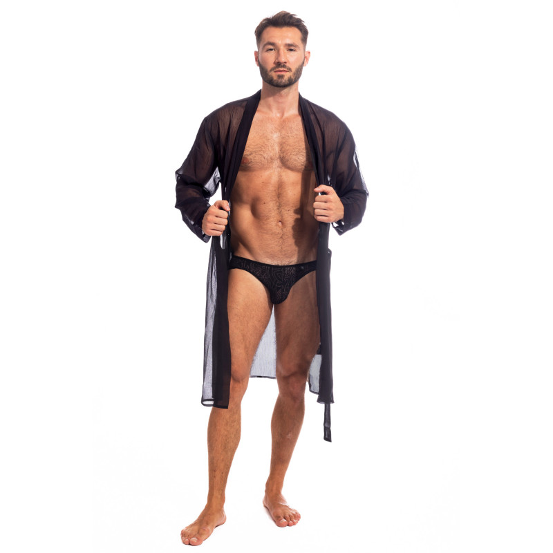 Chantilly Noir - Robe de Chambre Kimono