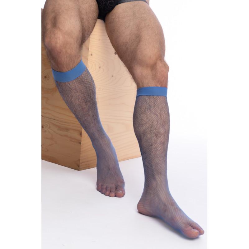 Fishnet - Sheer Socks Blue
