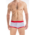 QDB - Hipster de bain Rayure/Rouge, maillot de bain homme rayures style sport