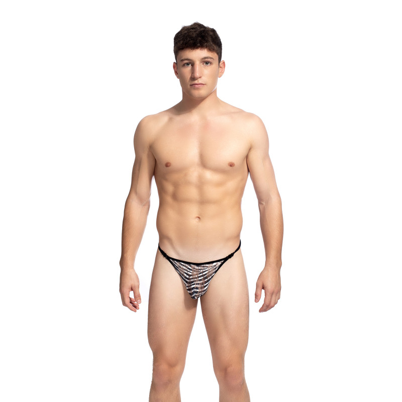 Cory Mens Striptease gstring Thong in lace with zebra print
