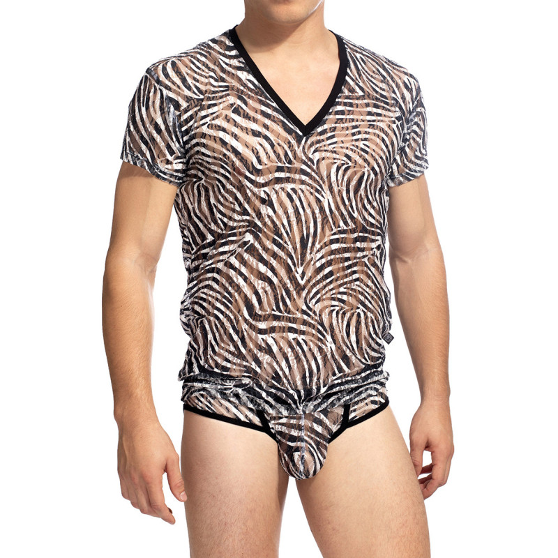 Cory T-shirt | Stylish zebra print lace t-shirt for men
