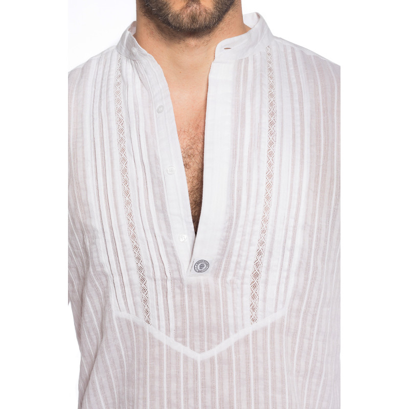 Barbados Tunic with embroidery for men in cotton voile