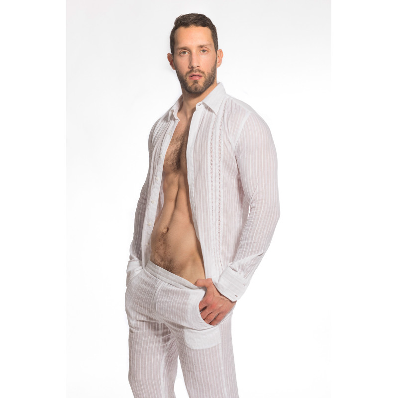 Barbados men's Shirt in fancy cotton voiel