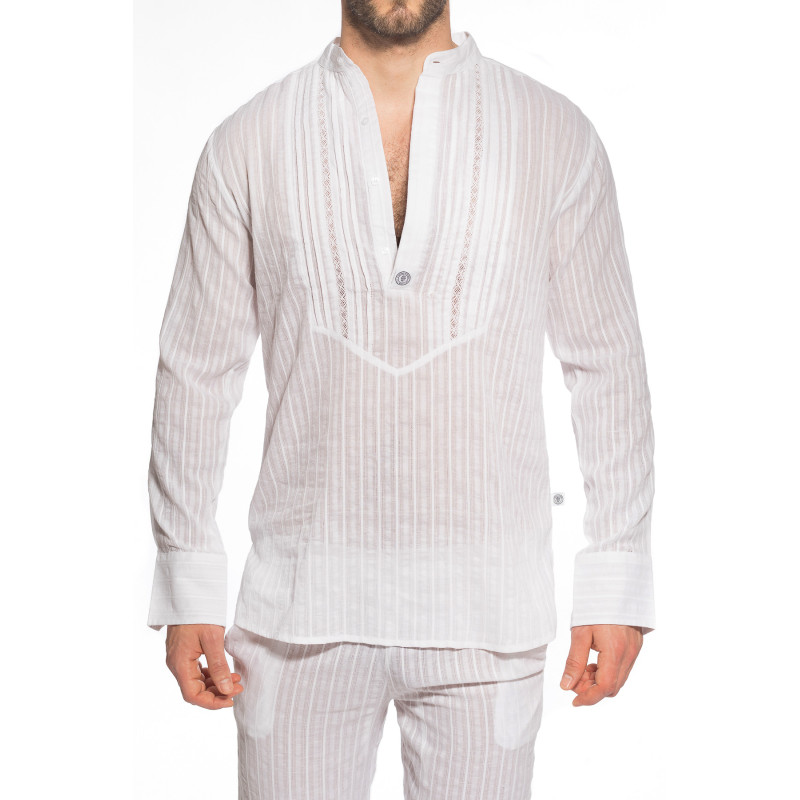 Barbados Tunic with embroidery for men in cotton voile