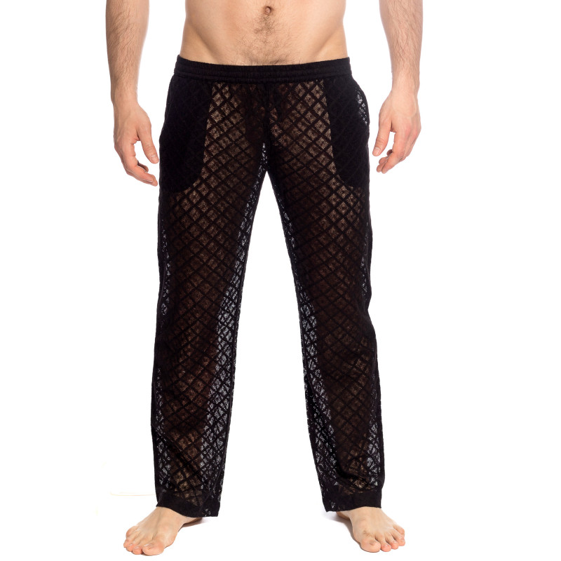 Divine Desire Black lounge Trousers in lace for men